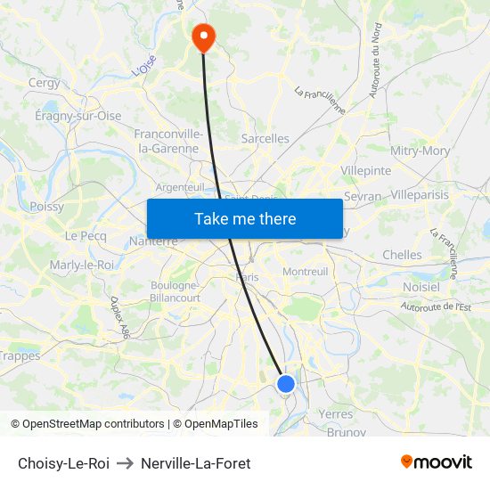 Choisy-Le-Roi to Nerville-La-Foret map