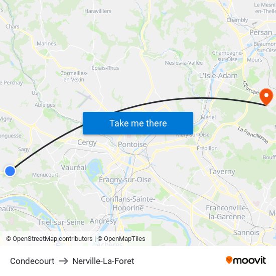 Condecourt to Nerville-La-Foret map