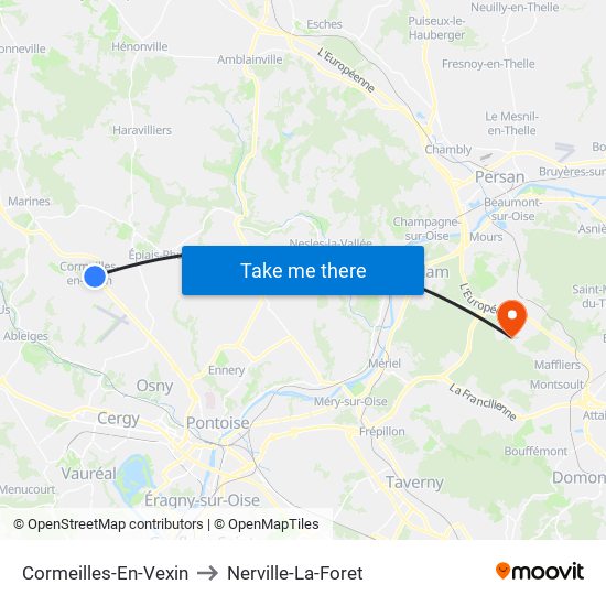 Cormeilles-En-Vexin to Nerville-La-Foret map