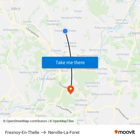 Fresnoy-En-Thelle to Nerville-La-Foret map