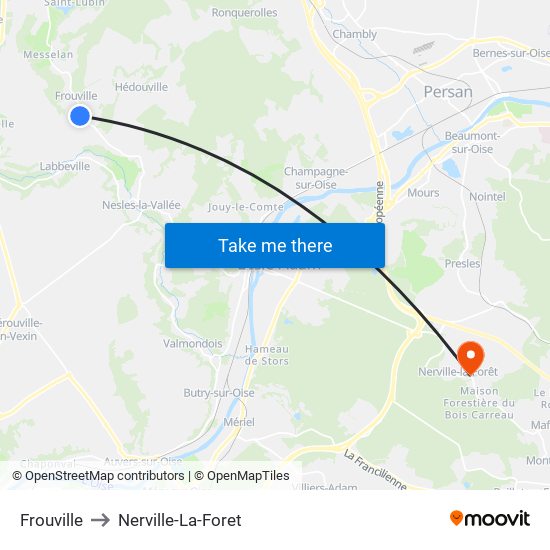Frouville to Nerville-La-Foret map