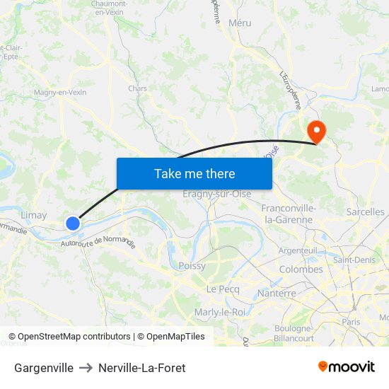 Gargenville to Nerville-La-Foret map