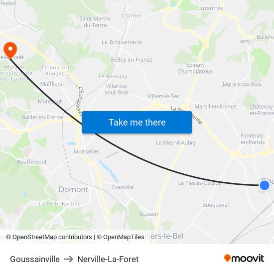 Goussainville to Nerville-La-Foret map