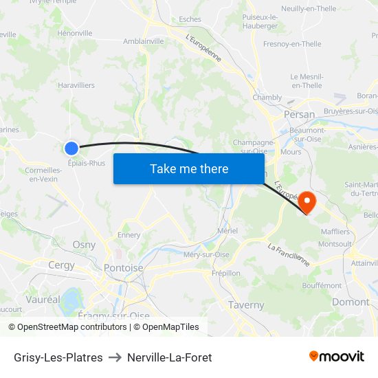 Grisy-Les-Platres to Nerville-La-Foret map