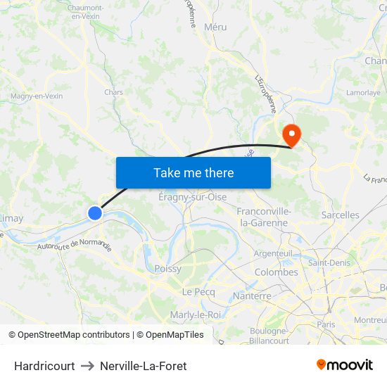 Hardricourt to Nerville-La-Foret map