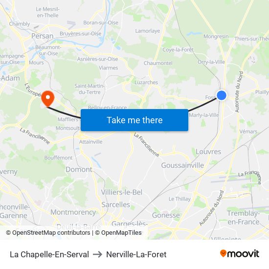 La Chapelle-En-Serval to Nerville-La-Foret map