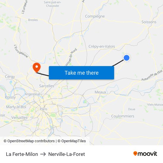 La Ferte-Milon to Nerville-La-Foret map