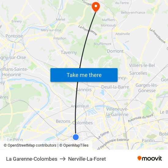 La Garenne-Colombes to Nerville-La-Foret map