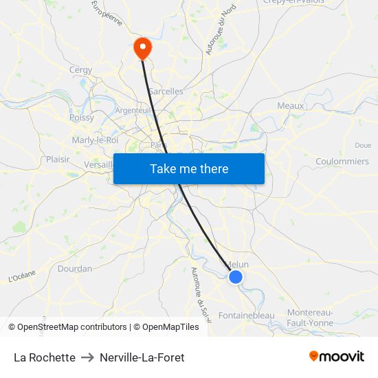 La Rochette to Nerville-La-Foret map