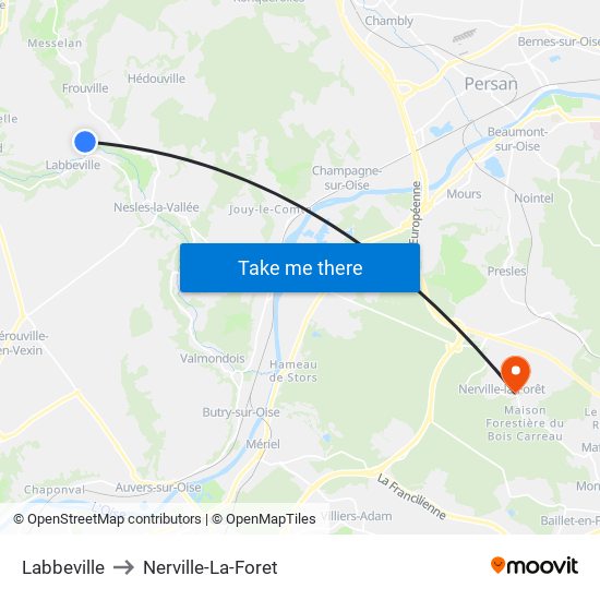 Labbeville to Nerville-La-Foret map