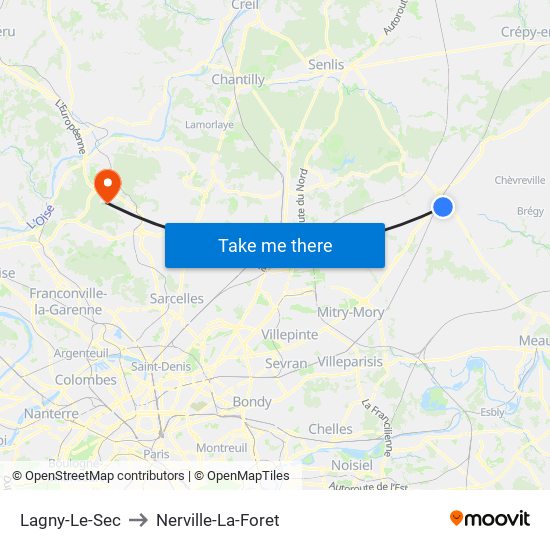 Lagny-Le-Sec to Nerville-La-Foret map
