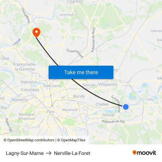 Lagny-Sur-Marne to Nerville-La-Foret map
