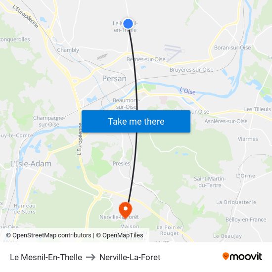 Le Mesnil-En-Thelle to Nerville-La-Foret map