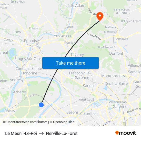 Le Mesnil-Le-Roi to Nerville-La-Foret map