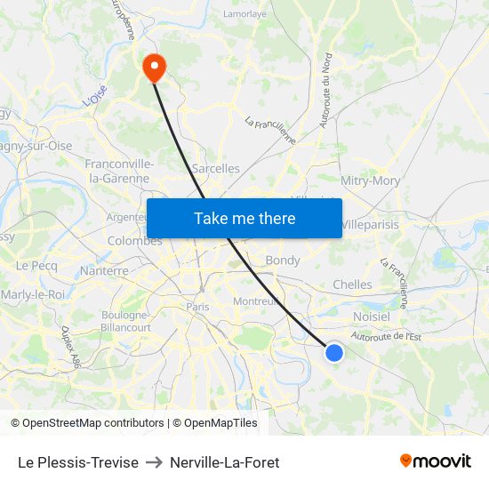 Le Plessis-Trevise to Nerville-La-Foret map
