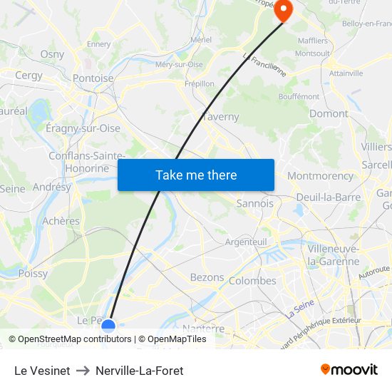 Le Vesinet to Nerville-La-Foret map