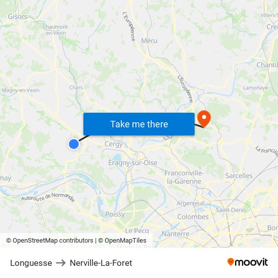 Longuesse to Nerville-La-Foret map
