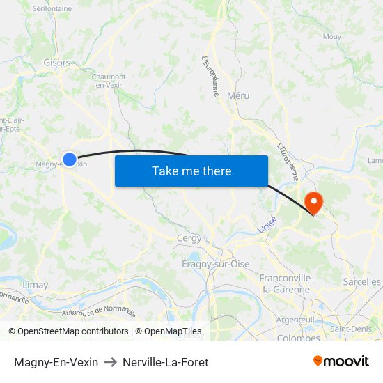 Magny-En-Vexin to Nerville-La-Foret map