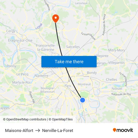 Maisons-Alfort to Nerville-La-Foret map
