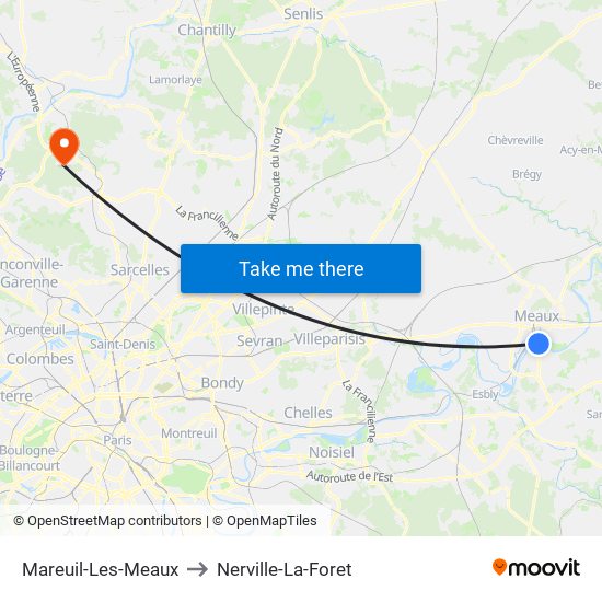 Mareuil-Les-Meaux to Nerville-La-Foret map