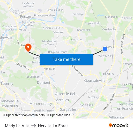 Marly-La-Ville to Nerville-La-Foret map