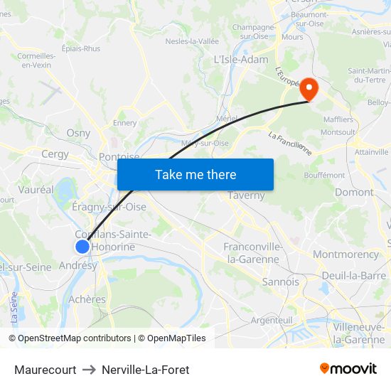Maurecourt to Nerville-La-Foret map