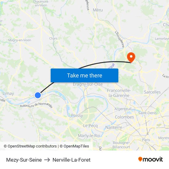Mezy-Sur-Seine to Nerville-La-Foret map