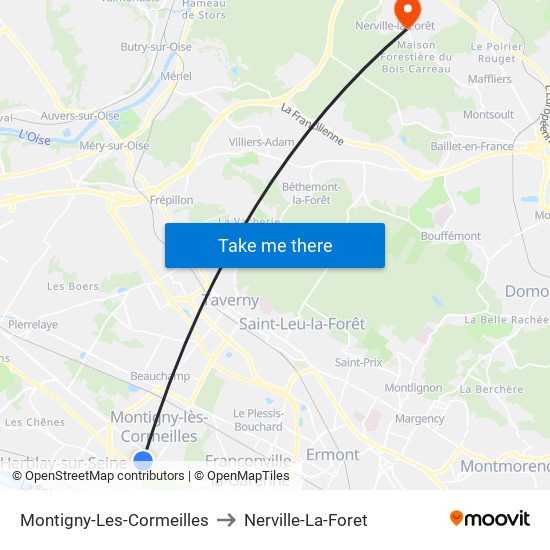 Montigny-Les-Cormeilles to Nerville-La-Foret map