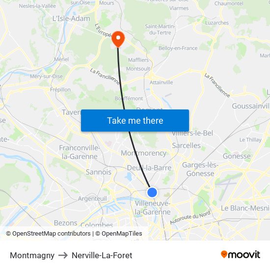 Montmagny to Nerville-La-Foret map
