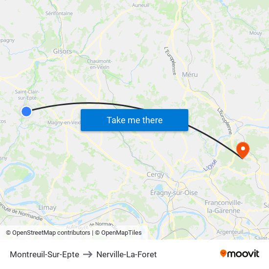 Montreuil-Sur-Epte to Nerville-La-Foret map