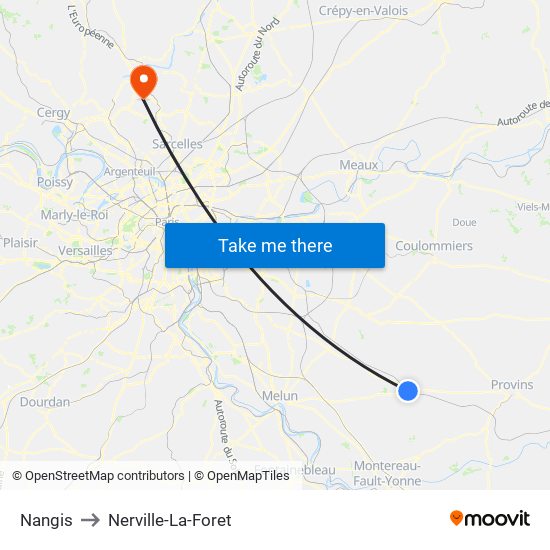 Nangis to Nerville-La-Foret map