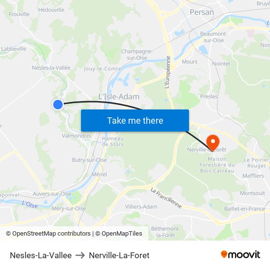Nesles-La-Vallee to Nerville-La-Foret map