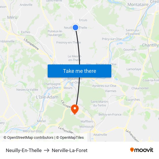 Neuilly-En-Thelle to Nerville-La-Foret map