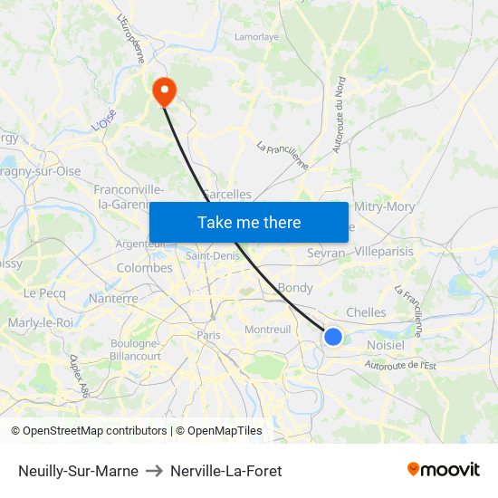 Neuilly-Sur-Marne to Nerville-La-Foret map