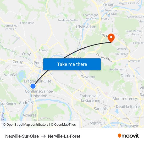 Neuville-Sur-Oise to Nerville-La-Foret map