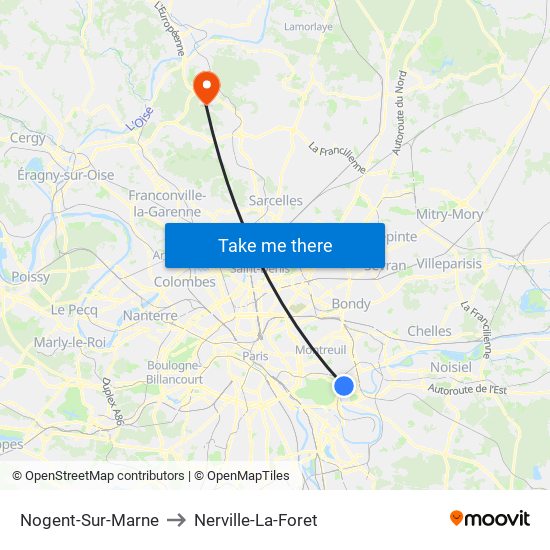 Nogent-Sur-Marne to Nerville-La-Foret map