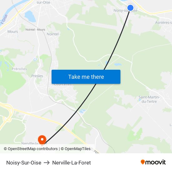 Noisy-Sur-Oise to Nerville-La-Foret map
