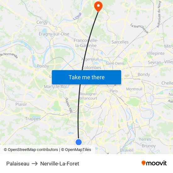 Palaiseau to Nerville-La-Foret map
