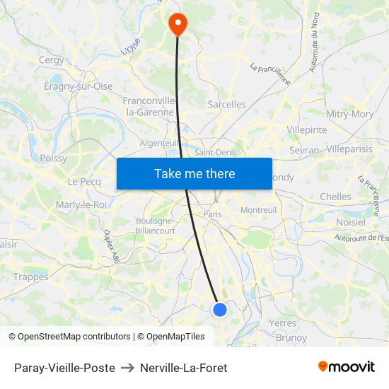 Paray-Vieille-Poste to Nerville-La-Foret map