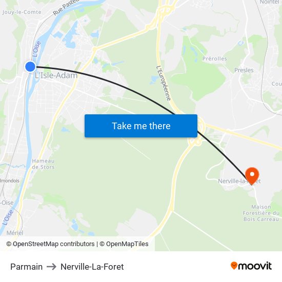 Parmain to Nerville-La-Foret map
