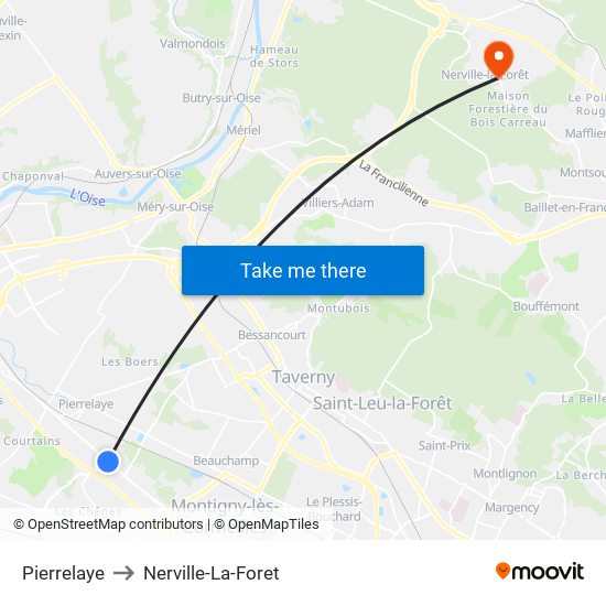 Pierrelaye to Nerville-La-Foret map