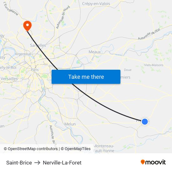 Saint-Brice to Nerville-La-Foret map