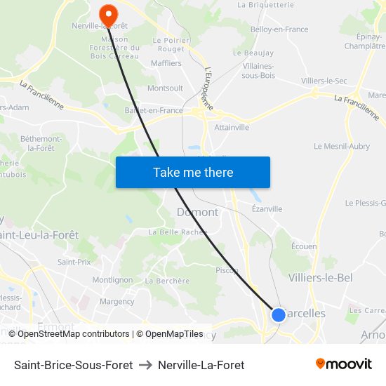 Saint-Brice-Sous-Foret to Nerville-La-Foret map