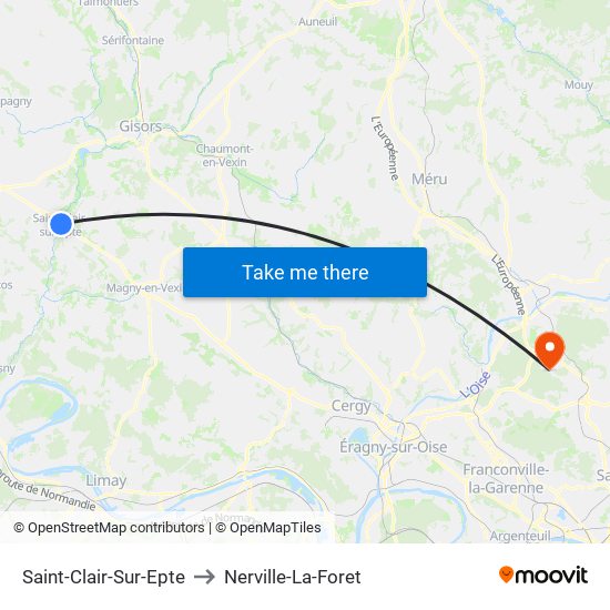 Saint-Clair-Sur-Epte to Nerville-La-Foret map