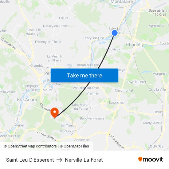 Saint-Leu-D'Esserent to Nerville-La-Foret map