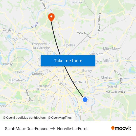 Saint-Maur-Des-Fosses to Nerville-La-Foret map