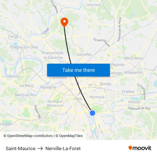 Saint-Maurice to Nerville-La-Foret map