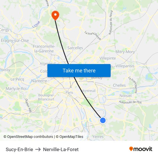 Sucy-En-Brie to Nerville-La-Foret map