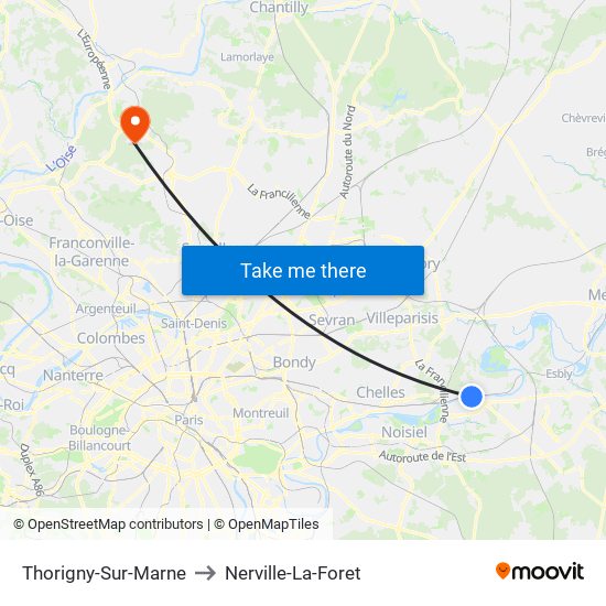 Thorigny-Sur-Marne to Nerville-La-Foret map