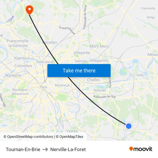 Tournan-En-Brie to Nerville-La-Foret map